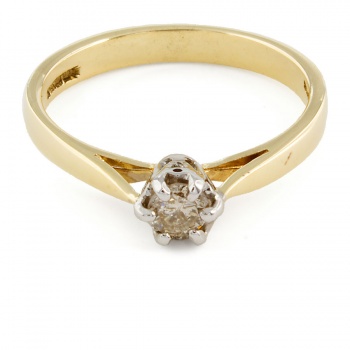 9ct Gold Diamond Solitaire Ring Size L